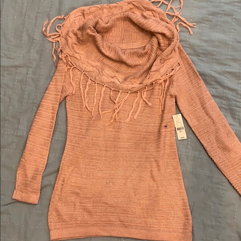 Cowl neck rose gold sweater
